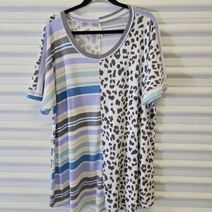 Striped and Leopard Print Women's Top
